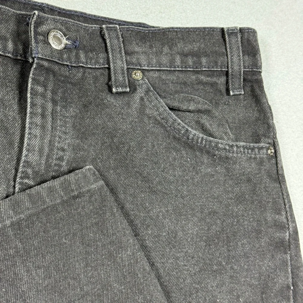 Levis 505 Regular Fit Straight Leg Jeans Black Denim Mens W34 L32 Orange Tab